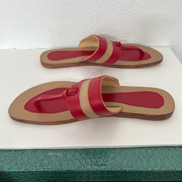 KOBE TOUGH FROM KENYA•RED & TAN OPEN TOE THONG SANDAL•SIZE 41 - Picture 13 of 13